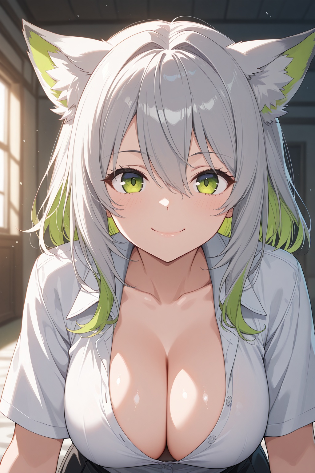 diting-1female focus,  white-green_diting_multicolored hair,  purple_diting_eyes on Tensor.Art