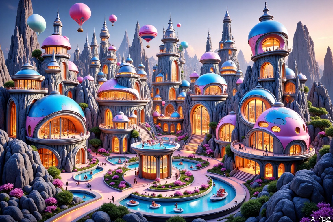 Fantasy architecture,Magical architectural landscape