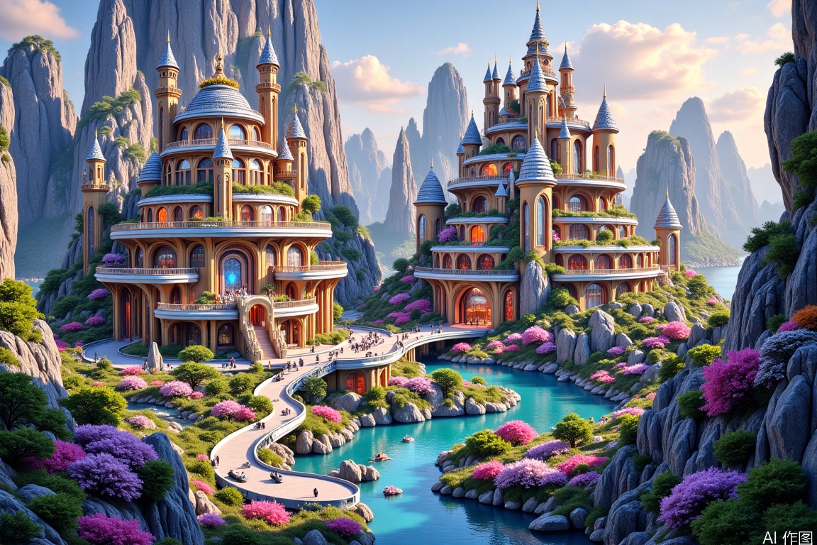 Fantasy architecture,Magical architectural landscape
