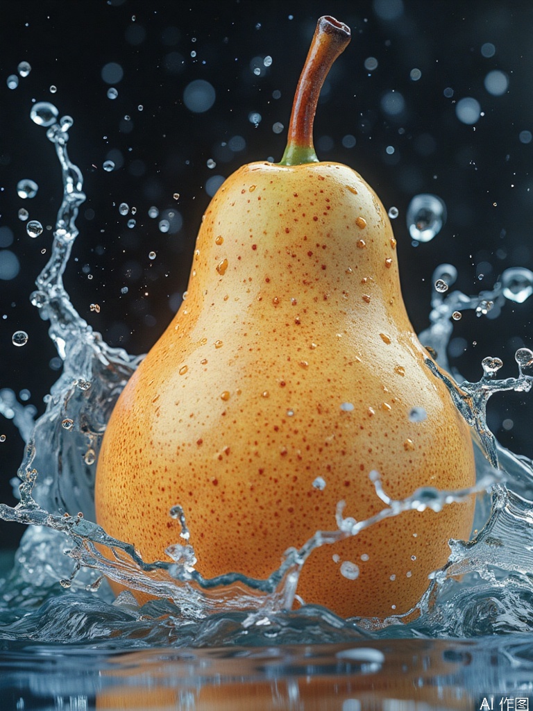 Dynamic splashes of water,pear