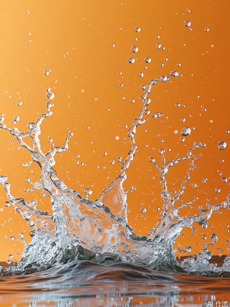 Dynamic splashes of water,orange