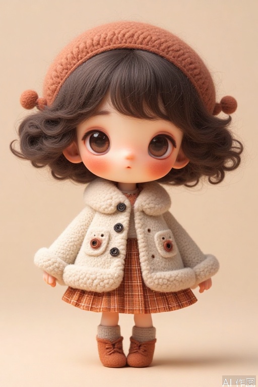a doll, 3d, {ethnicity} {gender}, weared {garment color} {garment}, {eye color} eyes, {hair style} {hair color} hair, ((full body, Chibi)), Doll blind box