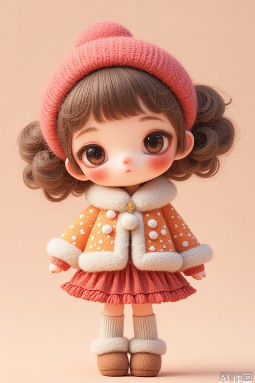 a doll, 3d, {ethnicity} {gender}, weared {garment color} {garment}, {eye color} eyes, {hair style} {hair color} hair, ((full body, Chibi)), Doll blind box