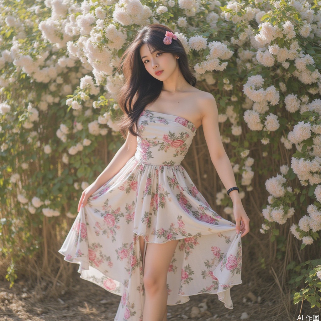 1girl,halter_dress,flower,
