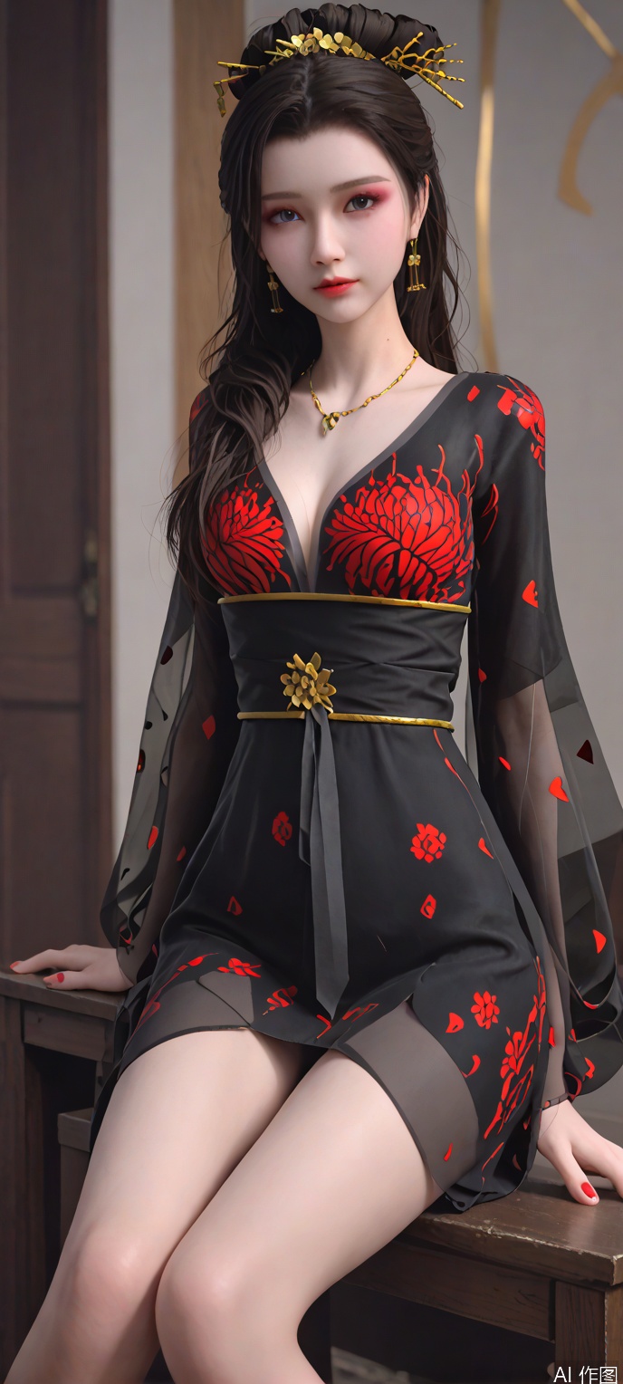 score_9,score_8,(high definition, Best quality, masterpiece, 4K, exquisite skin), 1girl, solo, breasts, looking at viewer, (diamond and beam background:1.1), sitting