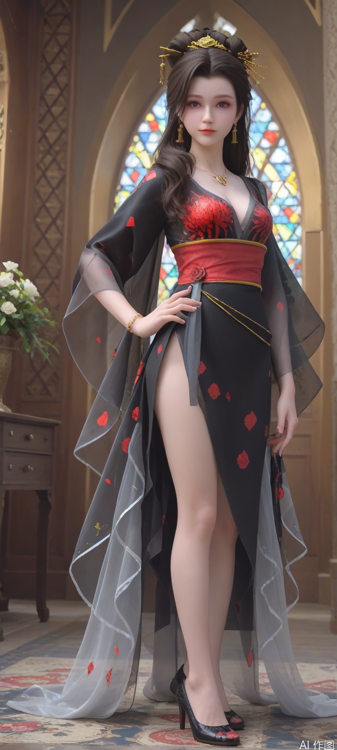 score_9,score_8,(high definition, Best quality, masterpiece, 4K, exquisite skin), 1girl, solo, breasts, looking at viewer, (diamond and beam background:1.1), full_body