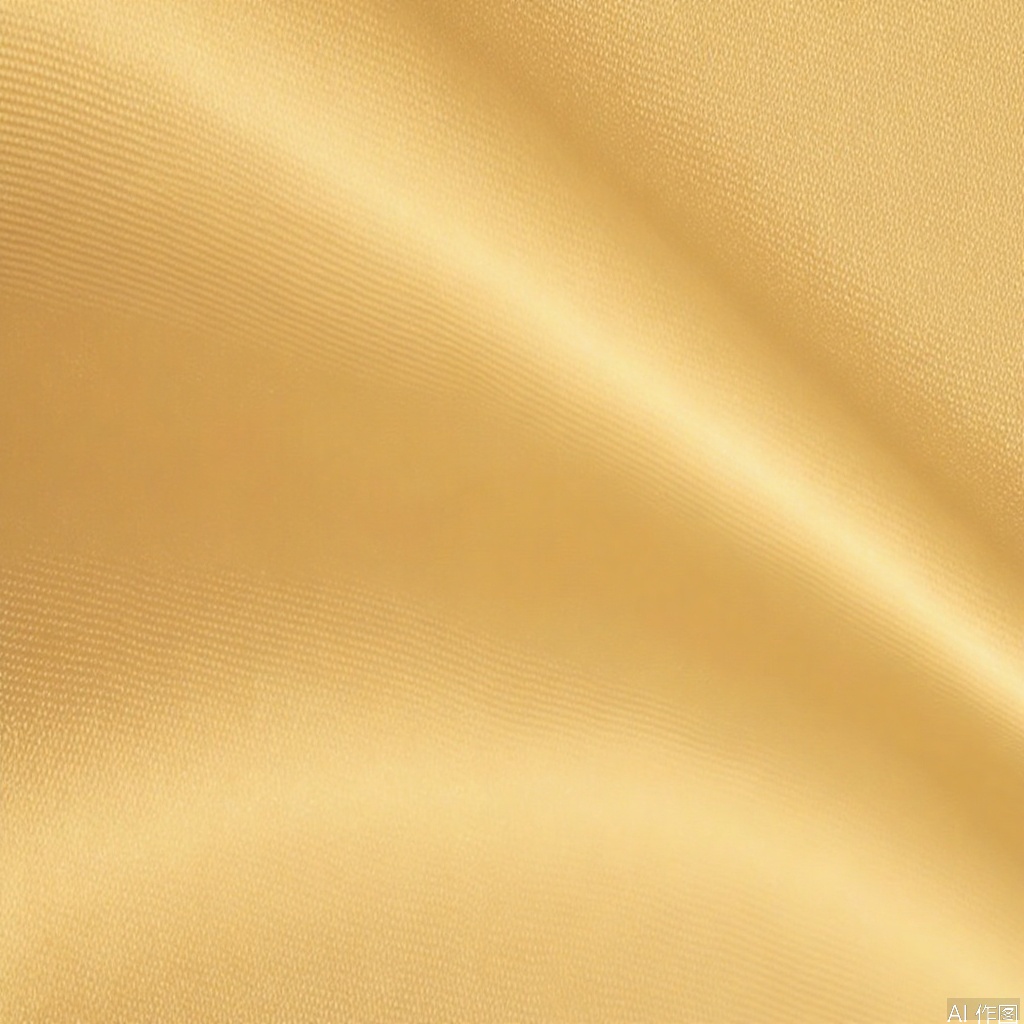 JSCZ, Close-up photograph of a smooth, golden fabric with a subtle sheen, showcasing its luxurious texture. The fabric is draped, creating gentle folds and creases that enhance its rich, opulent appearance. The lighting is soft and diffused, highlighting the fabric's lustrous quality and casting delicate shadows. The background is minimal and out of focus, ensuring that the viewer's attention is drawn to the intricate details of the fabric. The overall effect is one of elegance and sophistication, emphasizing the beauty of fine textiles.