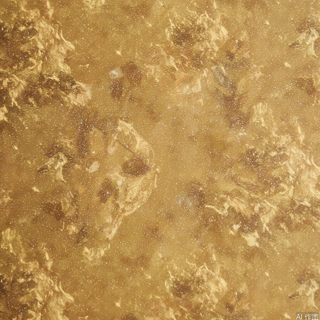 JSCZ, A close-up photograph of a textured, glittering gold surface. The gold is finely speckled with darker and lighter hues, creating a marbled effect. The texture is rough and uneven, with small, irregular patterns that give it a luxurious and opulent appearance. The lighting is bright and highlights the metallic sheen, making the gold appear almost three-dimensional. The image is a high-quality, detailed shot that captures the intricate details of the gold surface.
