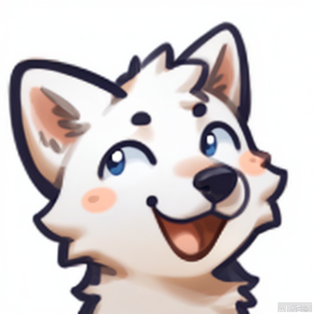 solo, smile, , simple background, white background, closed mouth, emoticon, :3, animal, Fur_soft, animal focus