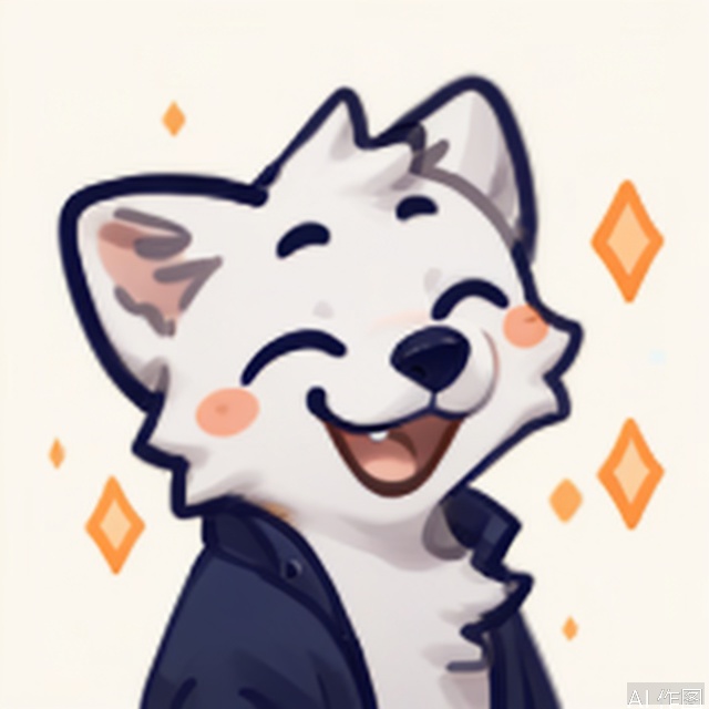 solo, smile, , simple background, white background, closed mouth, emoticon, :3, animal, Fur_soft, animal focus