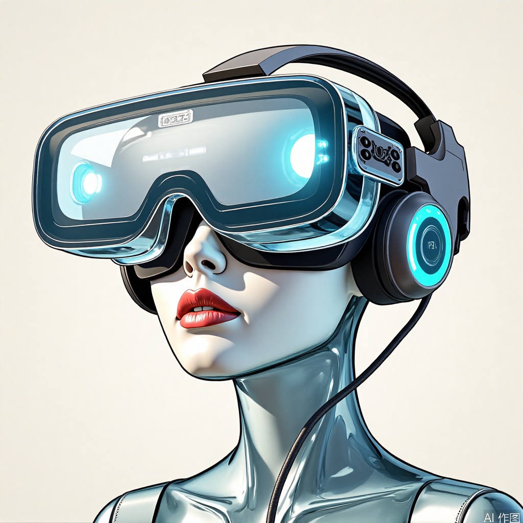 AR headsets,Transparent mech,Matisse style illustration