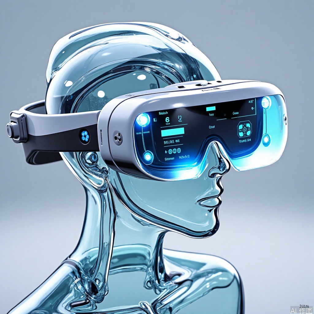 AR headsets,Transparent mech,Matisse style illustration
