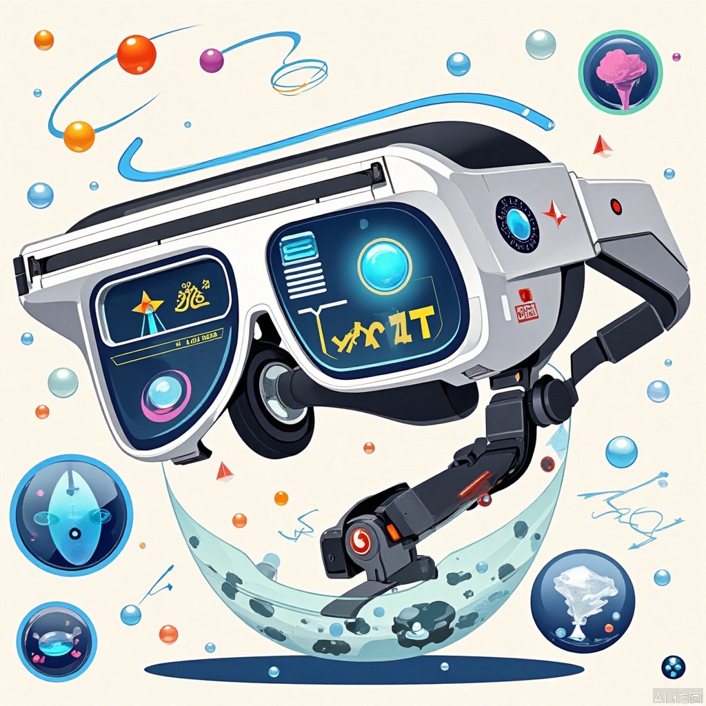 AR headsets,Transparent mech,Matisse style illustration
