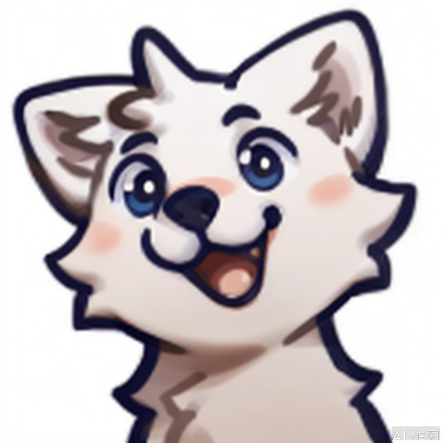 solo, smile, , simple background, white background, closed mouth, emoticon, :3, animal, Fur_soft, animal focus
