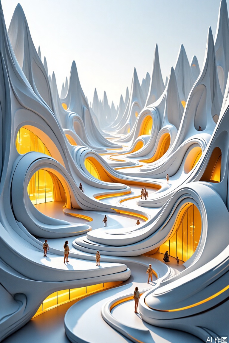 Future architecture,Magical architectural landscape,Minimalist and small fresh.