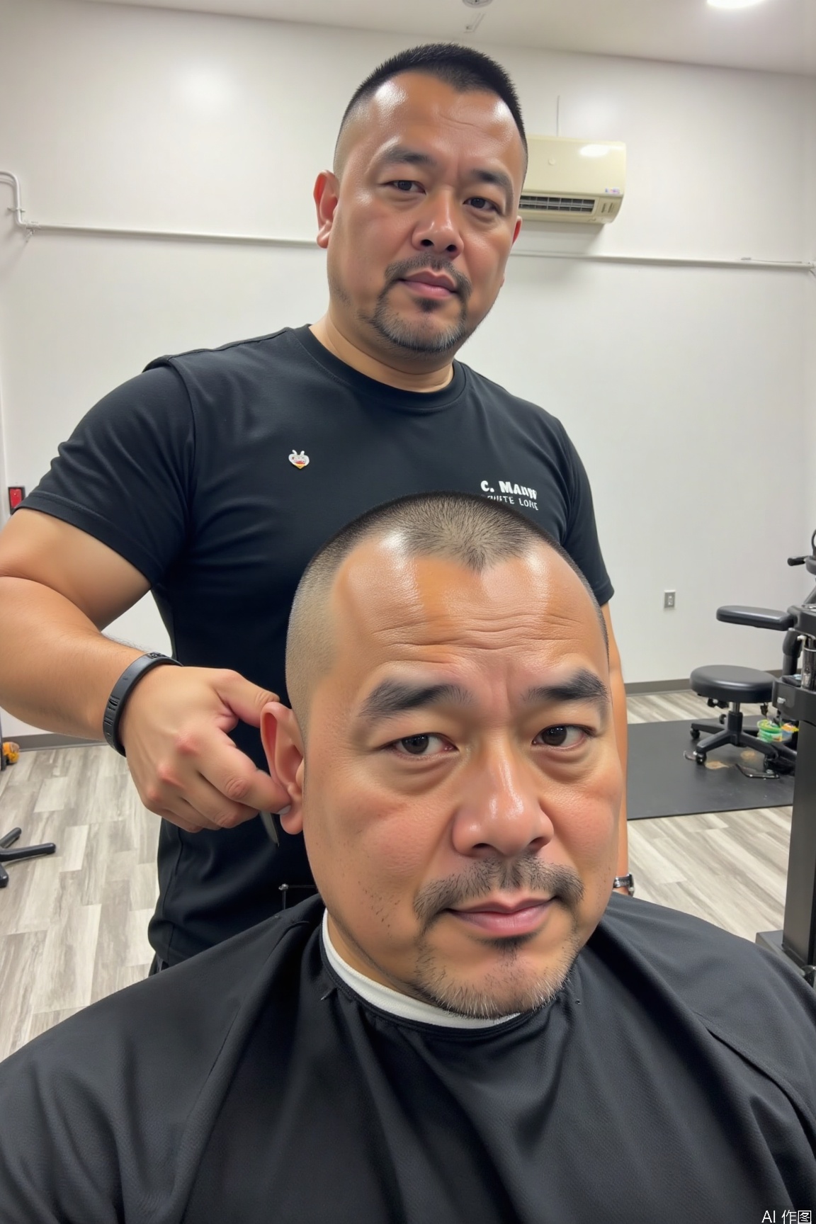 A man with excellent temperament,manly,crew cut,