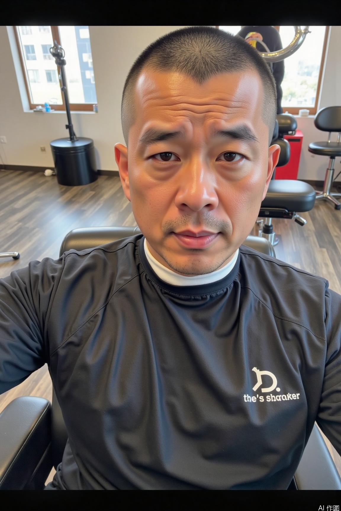 asian,A man with excellent temperament,manly,crew cut,