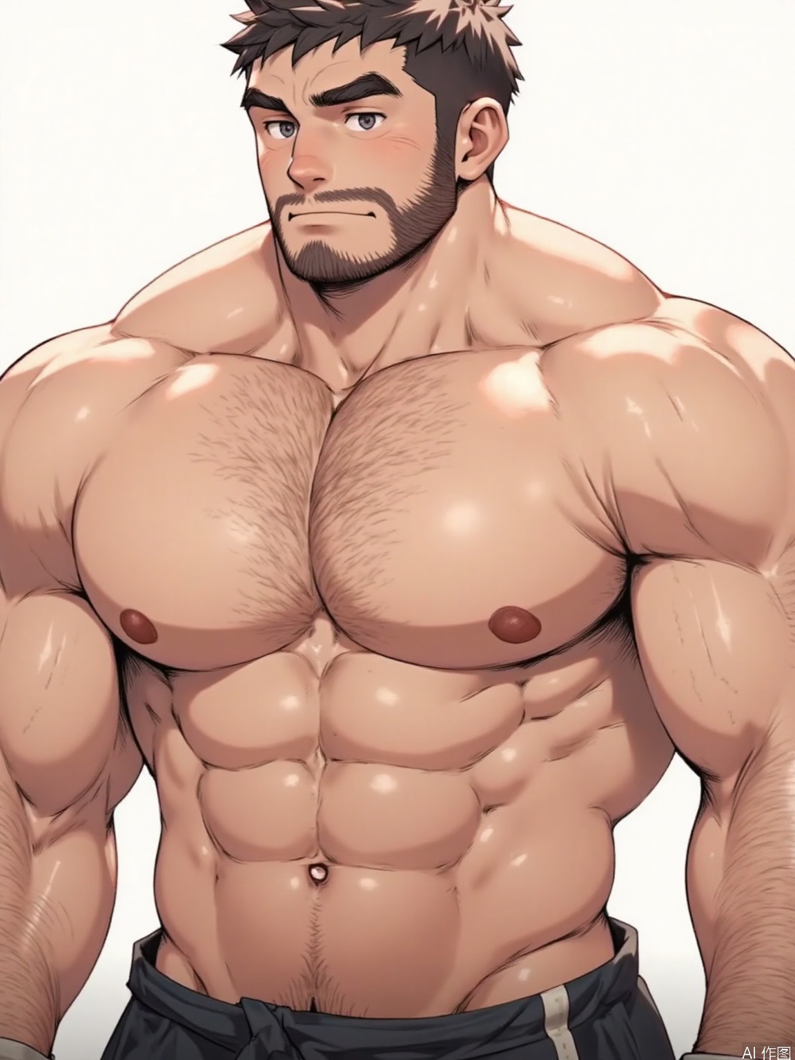 Anime style,manly man,1man,gym,handsome,beard,GSMAN