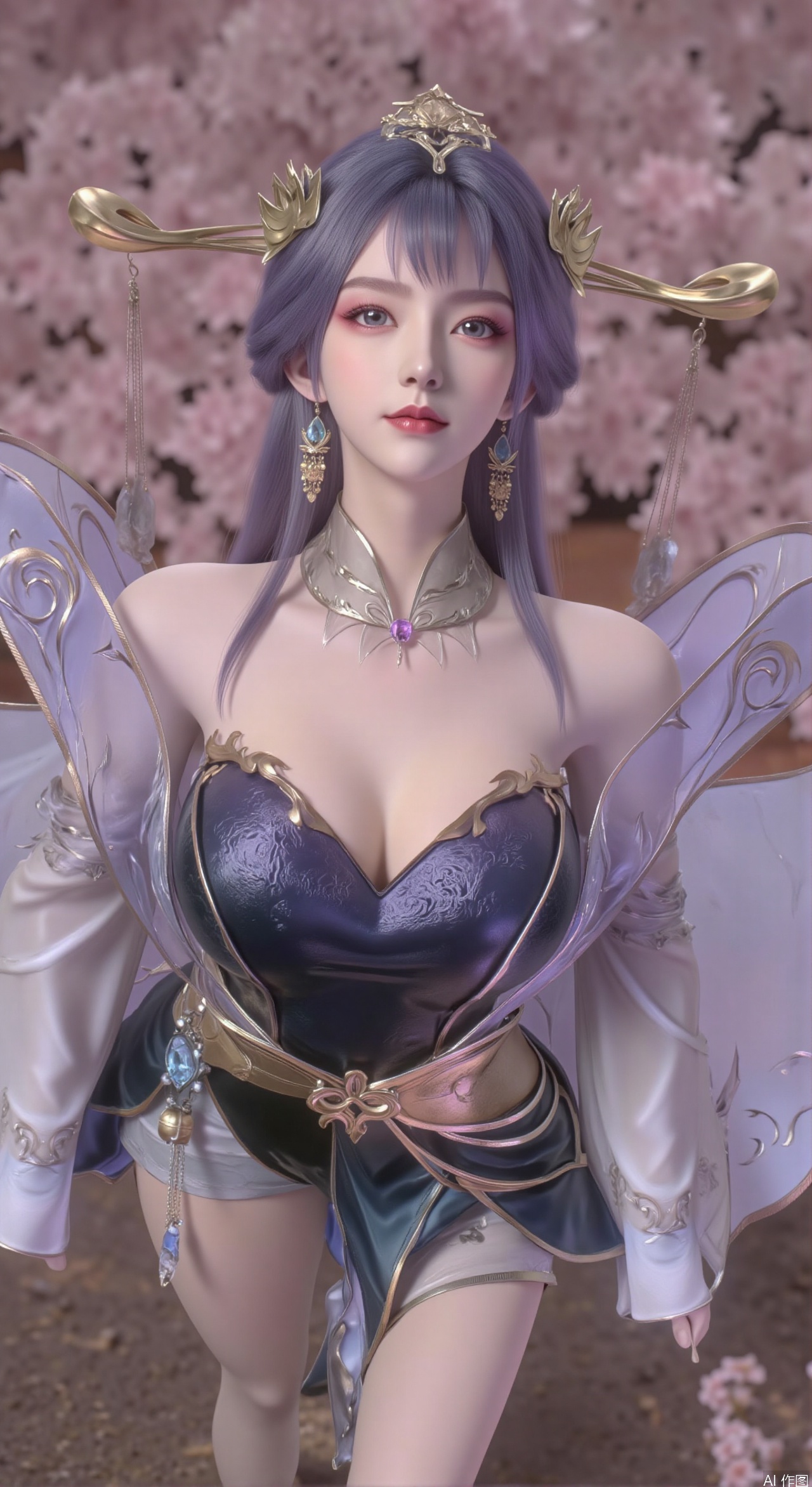  SFW,(masterpiece:1.2),best quality,absurdres,masterpiece,original,extremely detailed wallpaper,perfect lighting,1girl,solo,looking at viewer,(cowboy_shot:1.3),long hair,high heels,blurry background,depth of field,motion blur,(long dress:1.23),china_dress,chinese_style,bare shouders,crystal_earrings,headpiece,hair_tie,chest_jewel,gem,necklace,jewelry,in summer,day,outdoors,nature,garden,,(standing,Hydrangea, Hydrangea Field:1.59),(huge breasts:2.99),(full breasts:2.99),Xzhihua,Xsiyouyou,Xyanruyu,Xmoxiaonan,Xyeqingxian