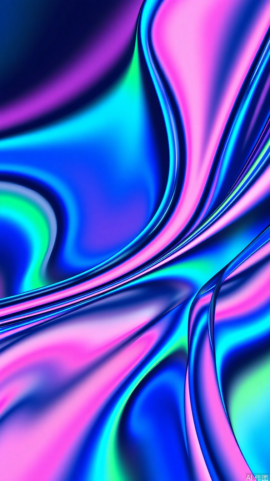 LTTX, A vibrant, abstract digital artwork featuring a mesmerizing pattern of iridescent, neon colors. The image is composed of smooth, flowing lines and curves that blend together in a kaleidoscopic swirl of blues, purples, pinks, and greens. The colors are bright and shimmering, giving the piece a futuristic, almost holographic appearance. The background is a gradient of these colors, creating a sense of depth and movement. The style is reminiscent of digital art, with a focus on light and texture. The overall effect is both captivating and dynamic, evoking a sense of wonder and imagination.