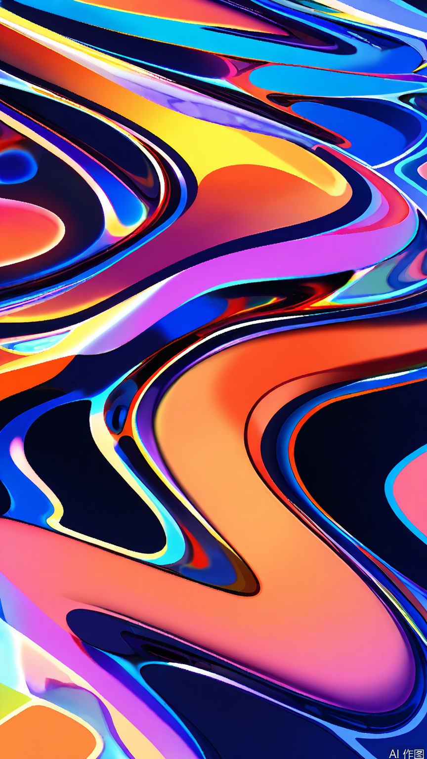 LTTX, Abstract digital artwork featuring smooth, flowing curves and vibrant colors. The image is composed of dark, deep blue and black hues with bright orange and purple accents. The curves create a sense of motion and depth, resembling a futuristic or cosmic landscape. The artwork has a glossy, almost liquid texture, with light reflecting off the surfaces. The style is reminiscent of digital painting, with a focus on blending and gradient transitions. The image is visually striking, with a balance of contrasting colors and dynamic shapes.

