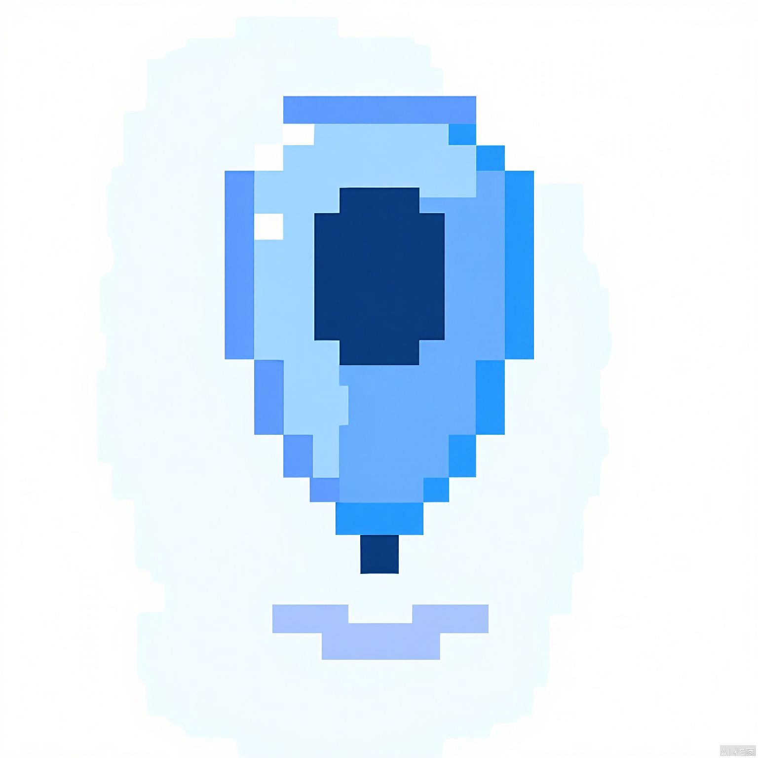 XSF, A pixel art store locator pin, in shades of blue and navy, with a pixelated map beside it.
