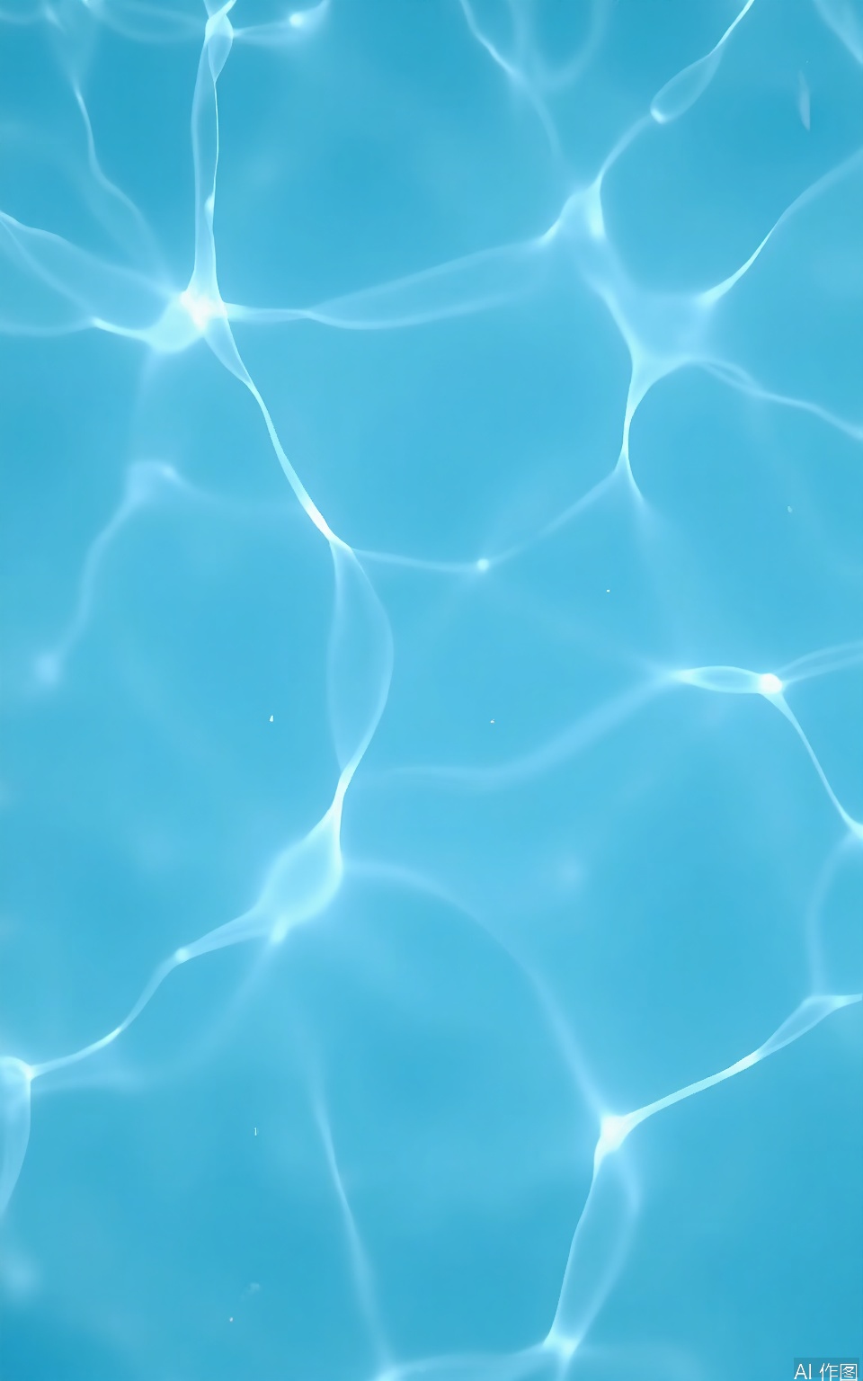 SBW, A photograph of a serene, clear blue swimming pool with rippling water, taken from above. The water's surface is dotted with bright reflections of sunlight, creating a shimmering effect. The pool's edges are not visible, giving the impression of an endless, tranquil expanse of water. The lighting is natural, enhancing the vibrant blue color and the gentle waves. There are no people or objects in the image, focusing solely on the beauty of the water.