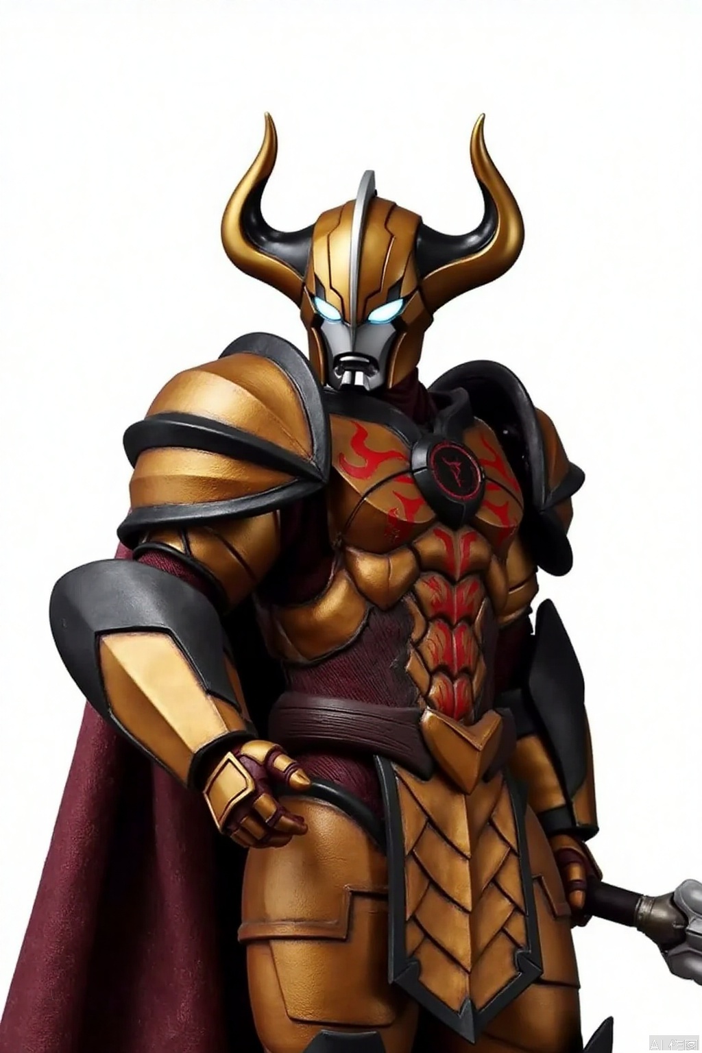 masterpiece, best quality,solo,(white background:1.2),simple background,
looking at viewer,Absolute Diavolo,breastplate,gold armor,shoulder armor,mask,helmet,armor,horns