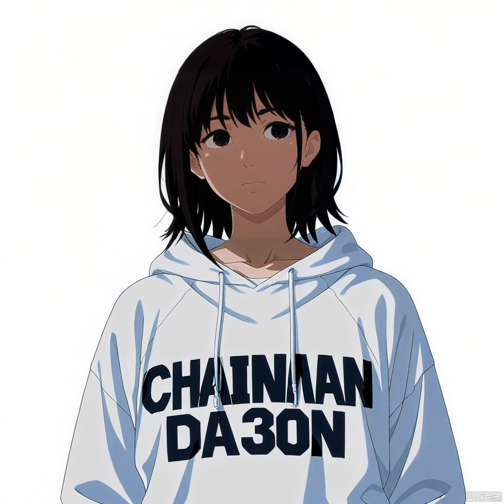 solo,(white background:1.2),simple background,anime_style,chainman_style,1girl