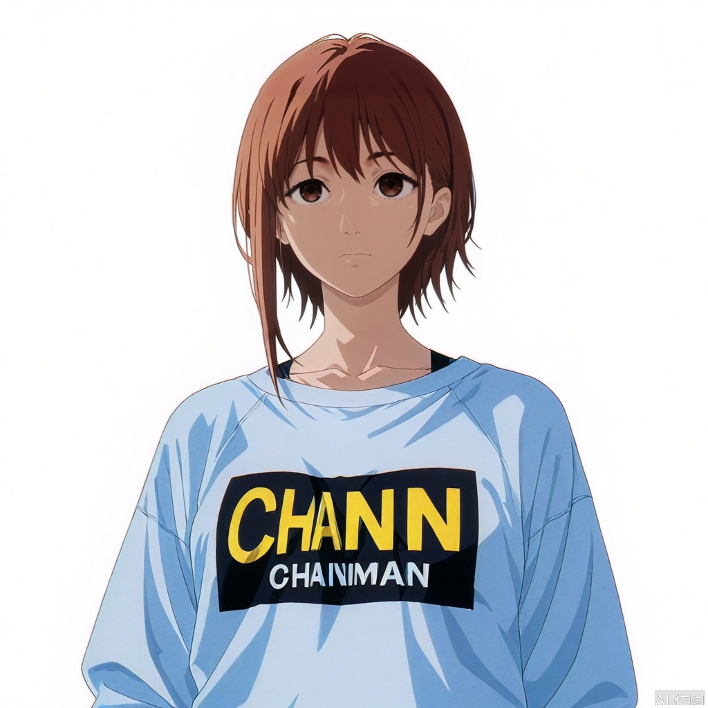 solo,(white background:1.2),simple background,anime_style,chainman_style,1girl