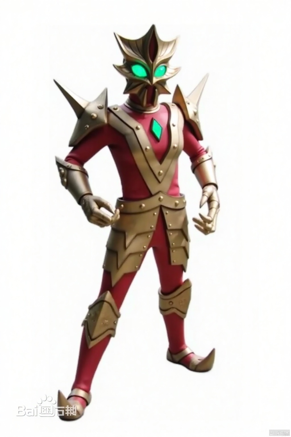 masterpiece, best quality,solo,(white background:1.2),simple background,
looking at viewer,acekiller,armor,spikes,gloves,mask,helmet,boots,gem,alien,tokusatsu,no humans,science fiction,glowing eyes,bodysuit