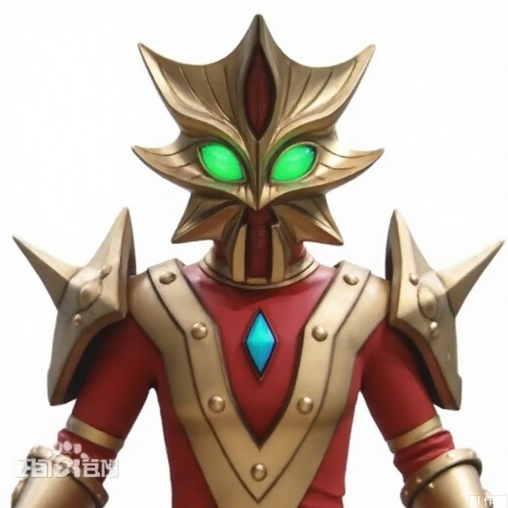 masterpiece, best quality,solo,(white background:1.2),simple background,
looking at viewer,acekiller,armor,spikes,gloves,mask,helmet,boots,gem,alien,tokusatsu,no humans,science fiction,glowing eyes,bodysuit