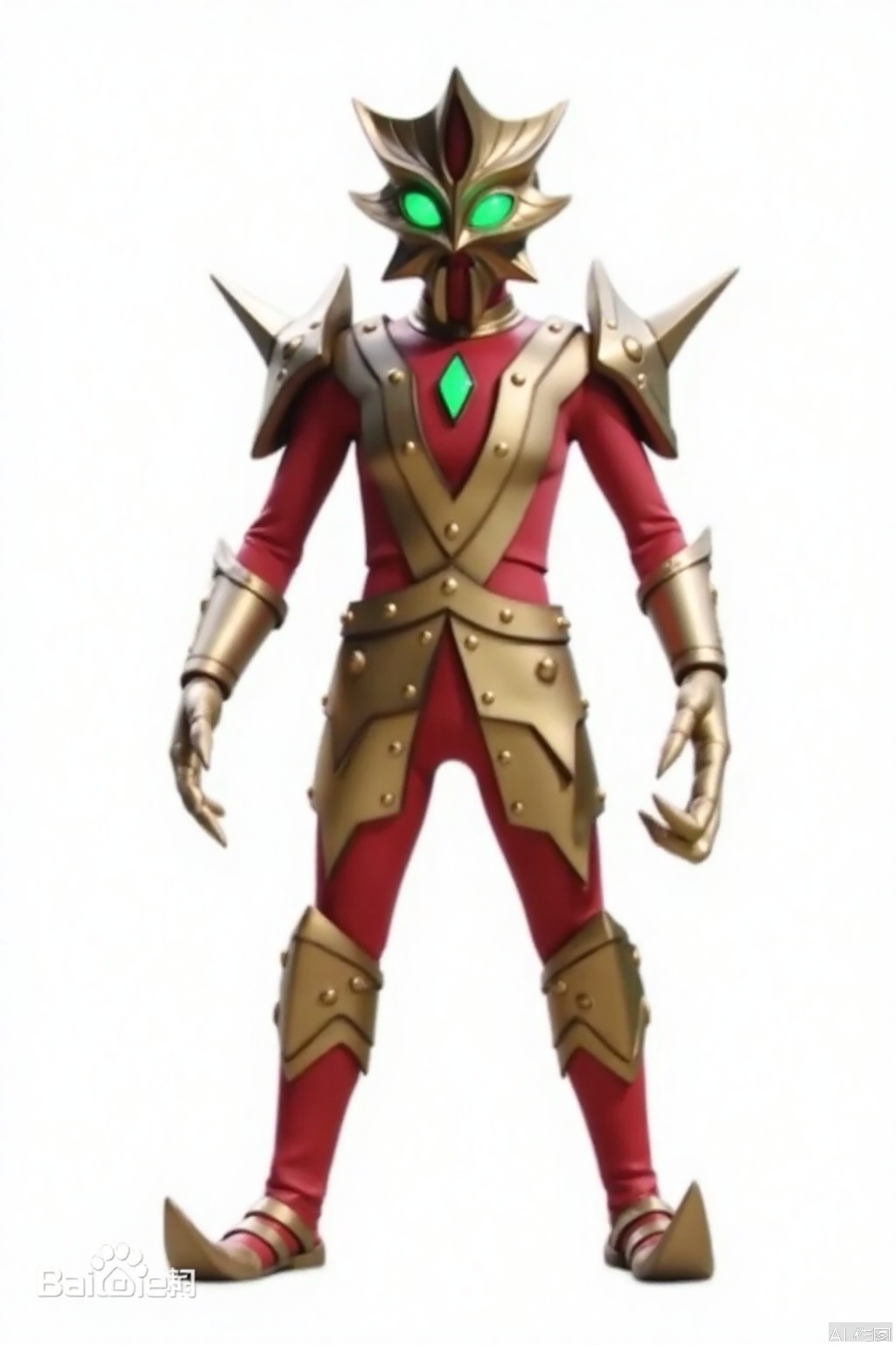masterpiece, best quality,solo,(white background:1.2),simple background,
looking at viewer,acekiller,armor,spikes,gloves,mask,helmet,boots,gem,alien,tokusatsu,no humans,science fiction,glowing eyes,bodysuit