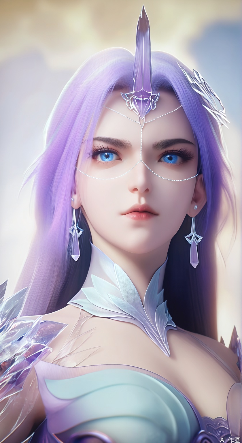 score_9_up,score_8_up,score_7_up,(Masterpiece, Best Quality, High Resolution, 8K Raw),absurdres, highres, Expressiveh,illustration,realistic,
1girl, solo, long hair,purple hair, earrings, looking at viewer, blue eyes, hair ornament, dress, jewelry, closed mouth, upper body,thighs, photorealistic,