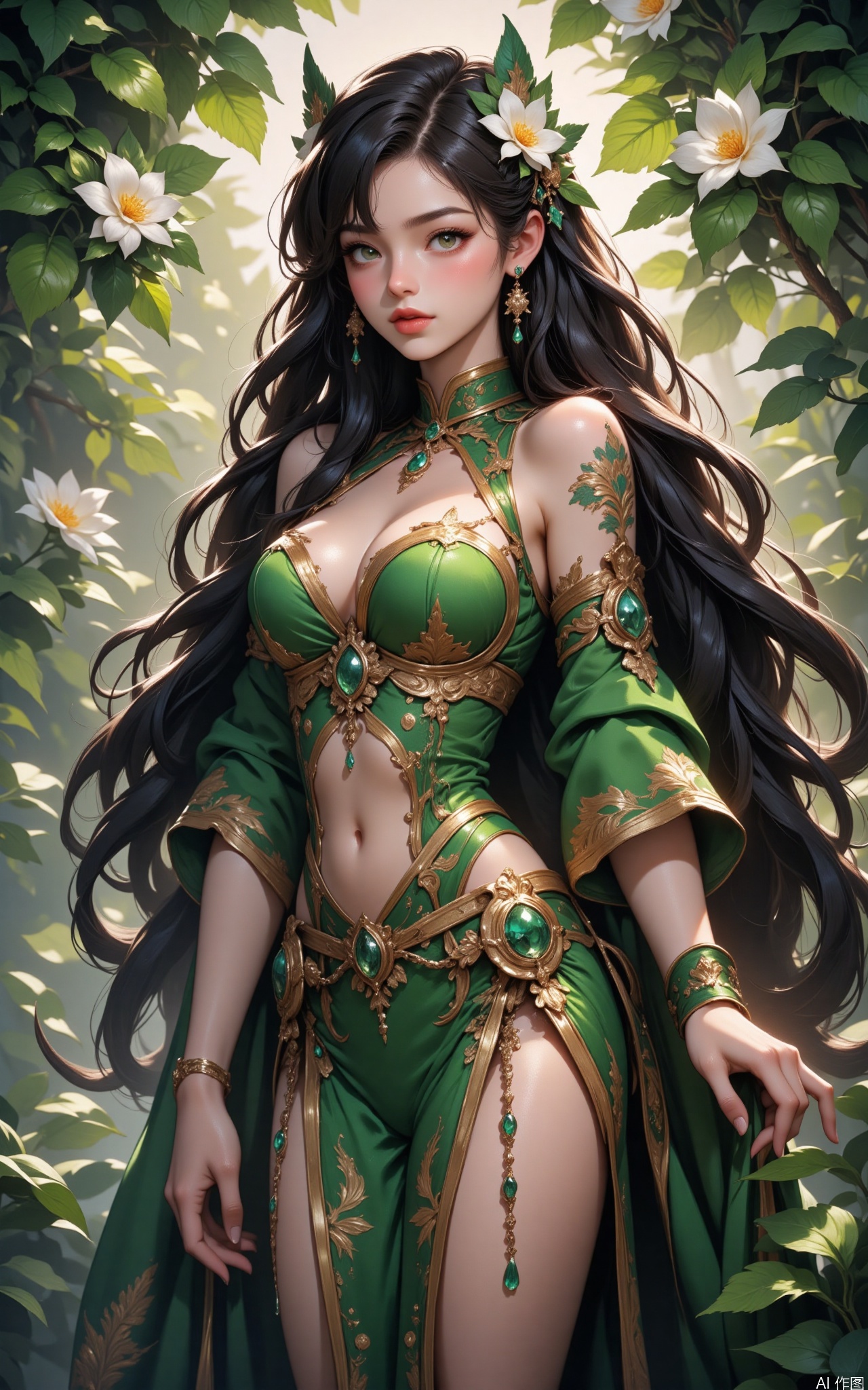 HUBG_Rococo_Style(loanword) of a beautiful girl,  The image depicts a digitally rendered character with long,  flowing dar...