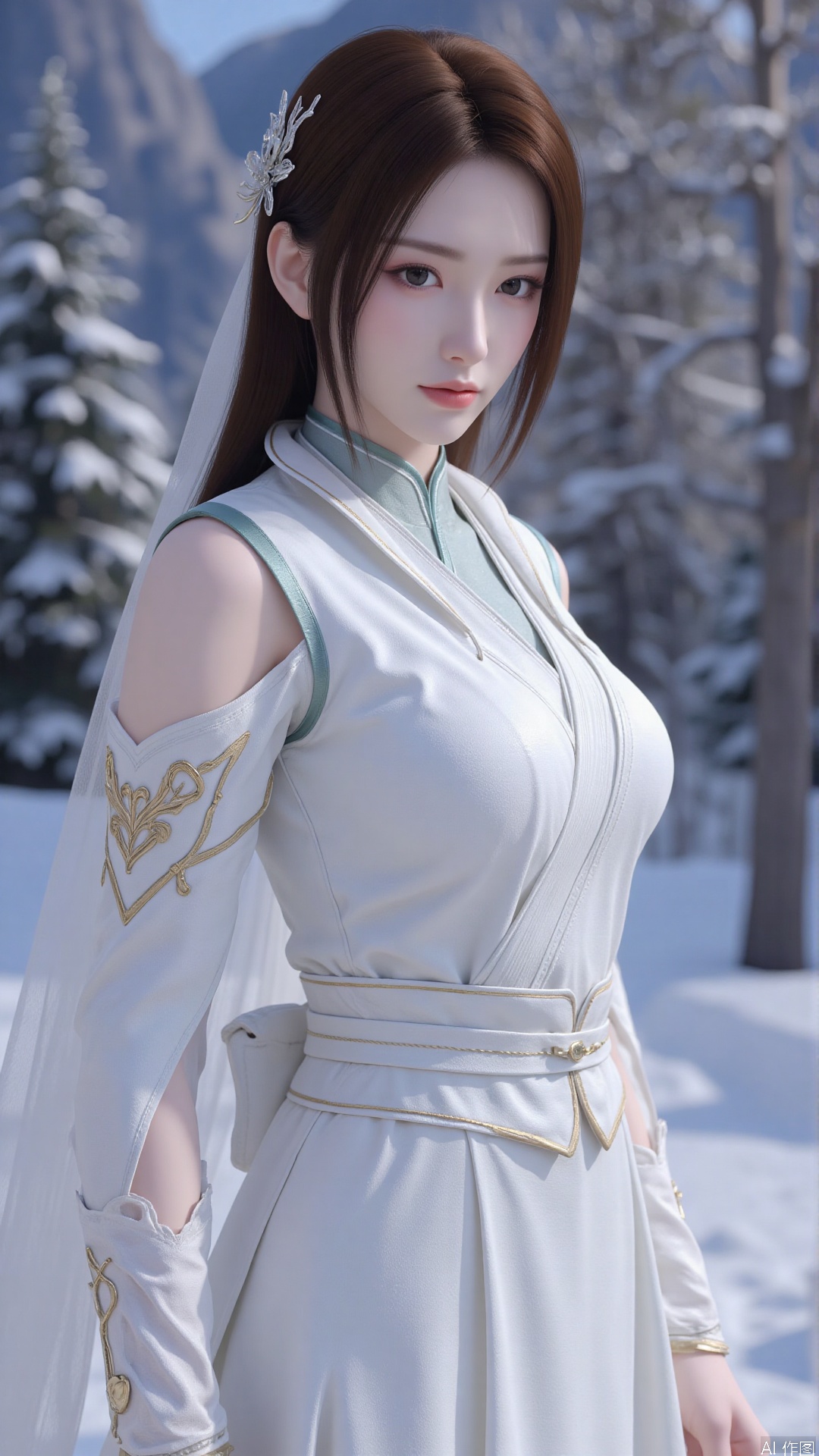 1girl, white wedding dress,looking at viewer, mischevious smile, perfect body, scenery, sharp focus, best quality, masterpiece, detailed outfit, illustration, perfect eyes, finely detailed beautiful anime eyes, realistic skin, intricate details, best lighting, depth of field, ultra high resolution, cowboy_shot, bride