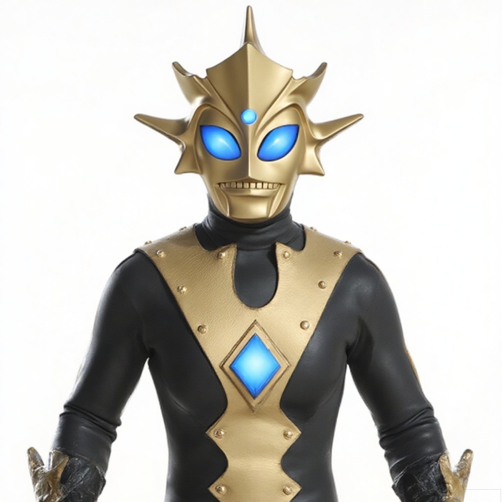 masterpiece, best quality,solo,(white background:1.2),simple background,
looking at viewer,spikes,gloves,mask,helmet,boots,gem,alien,tokusatsu,no humans,science fiction,glowing eyes,bodysuit