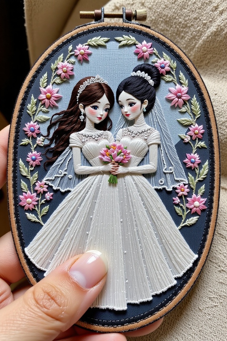 embroidery atrtwork,  girl,  brides on Tensor.Art