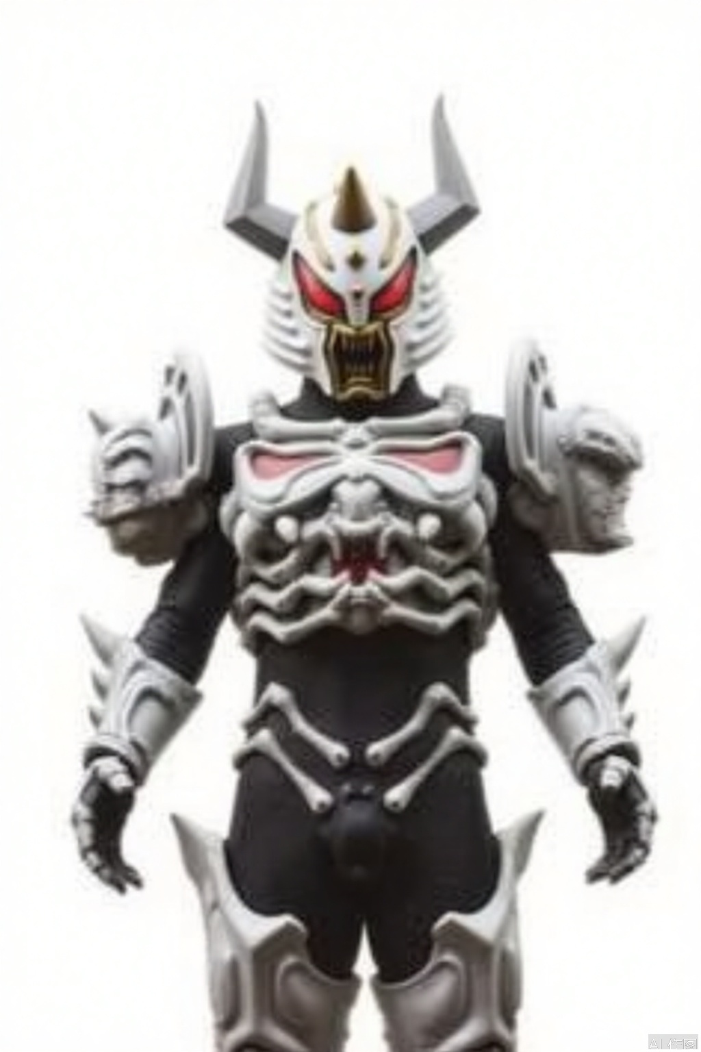 masterpiece, best quality,solo,(white background:1.2),simple background,
looking at viewer,skeleton,skull,horned helmet,white armor,horns,gloves,armor,spikes,full armor,helmet,mask,cover,gauntlets,shoulder armor,breastplate,monster