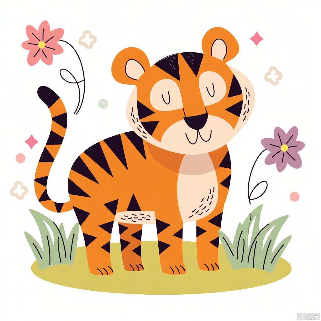 Cartoon illustration, tiger i