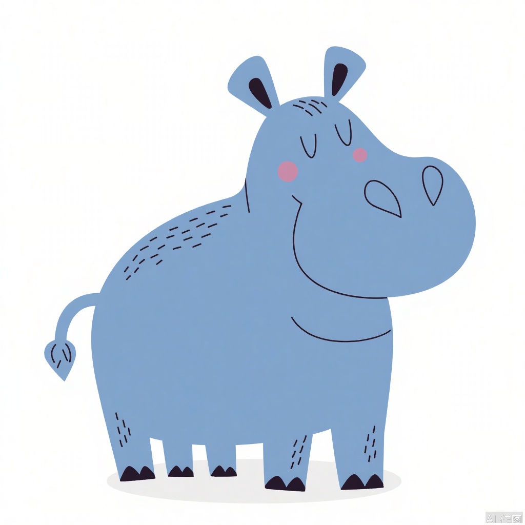Cartoon illustration, blue hippo