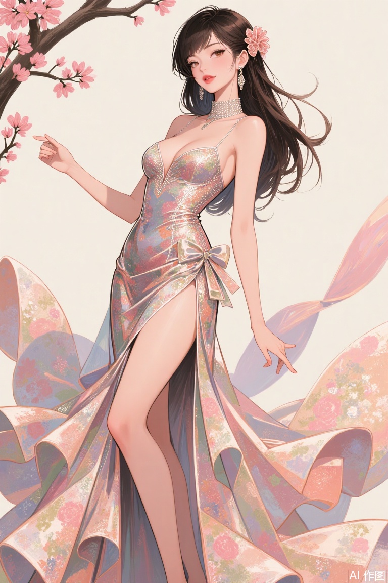 Fashionable dress beauty, illustration