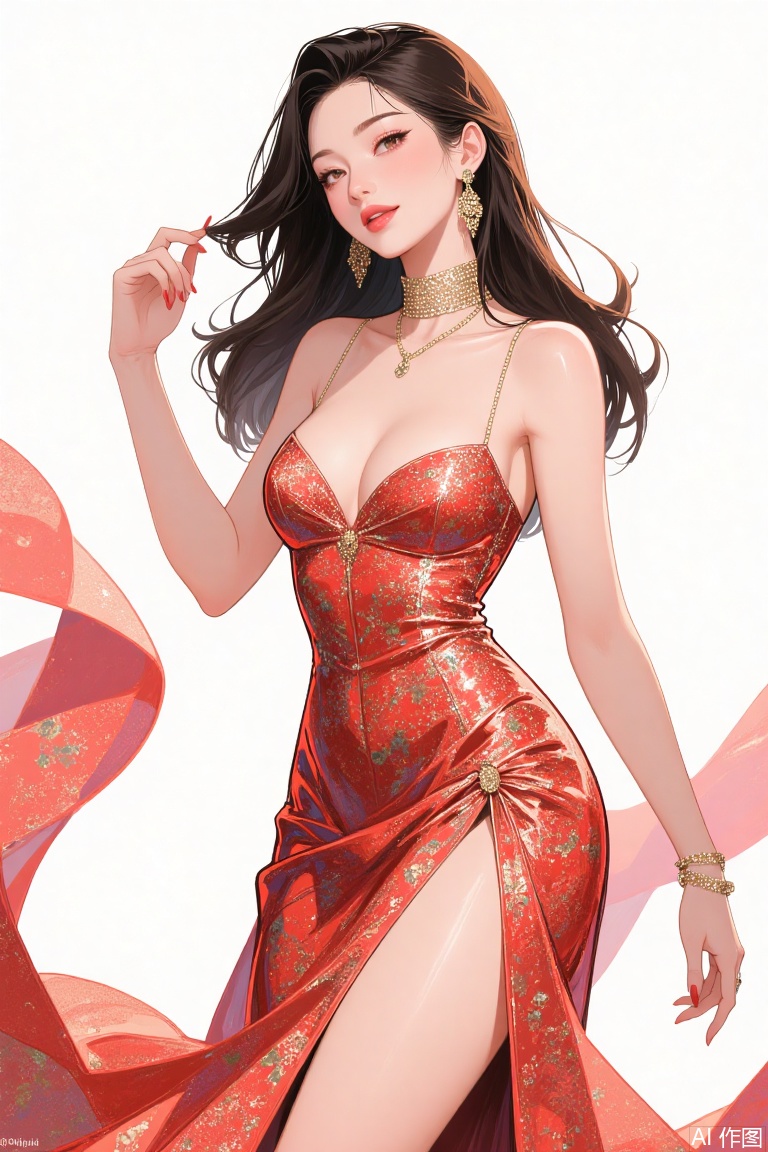 Fashionable dress beauty, illustration