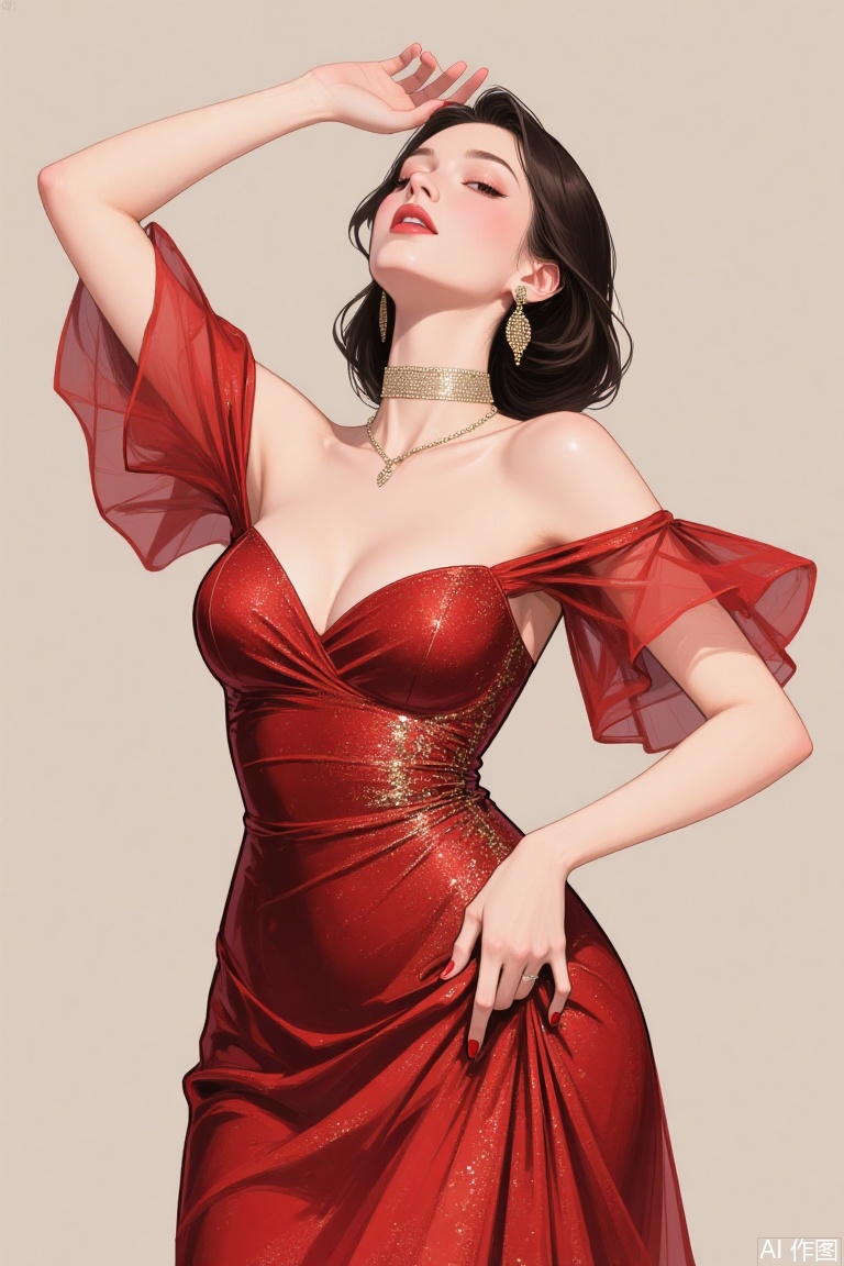 Fashionable dress beauty, illustration