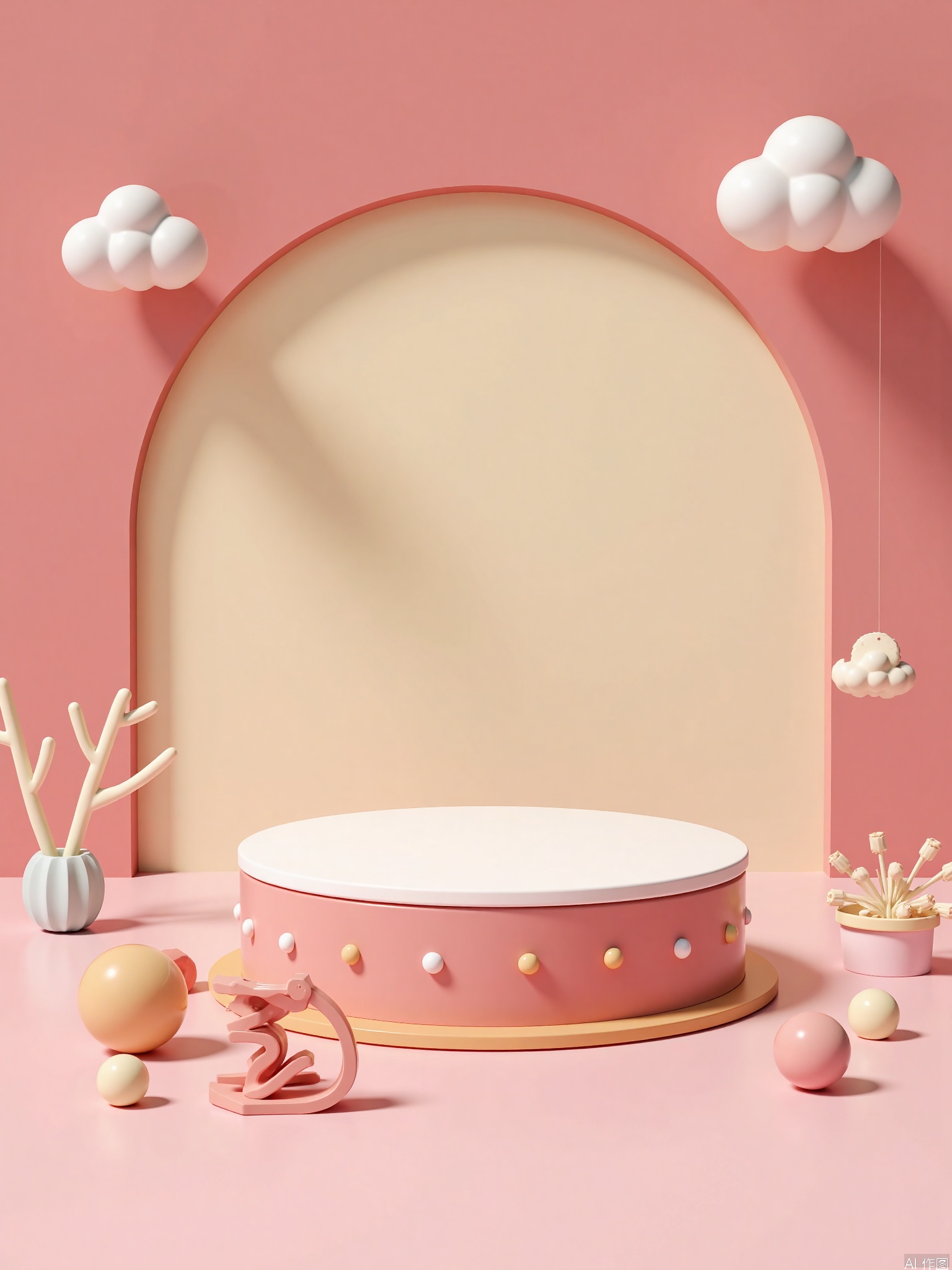 A 3D cute style booth    with small accessories around    the Rococo color matching booth,