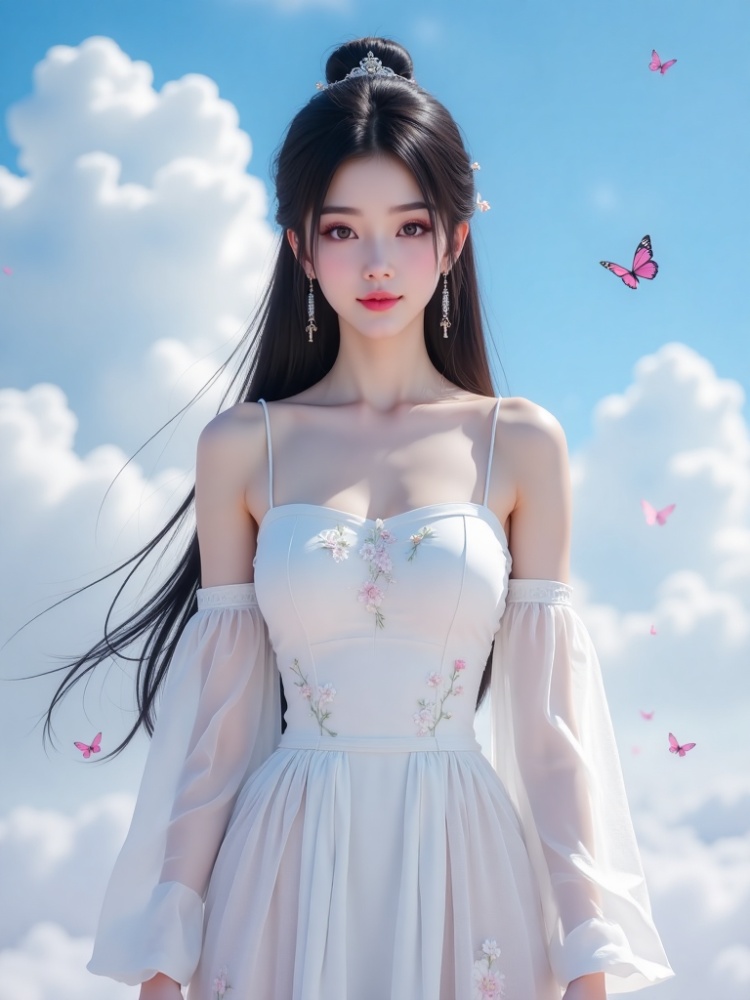 白色绣花抹胸连衣裙-03 by 黑心 on Tensor.Art