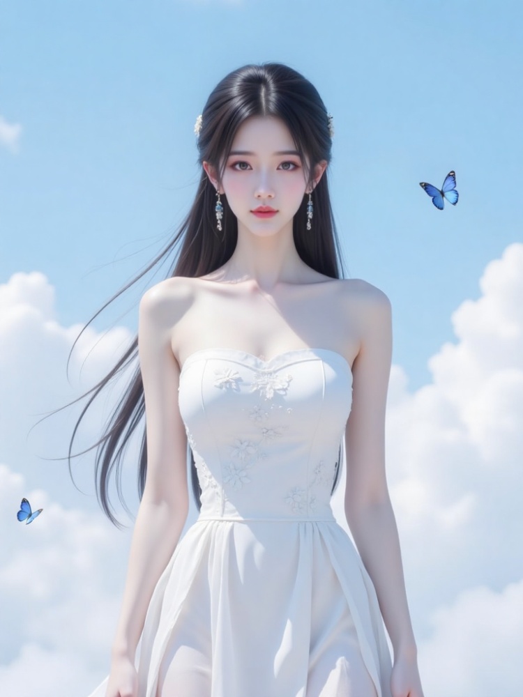 白色绣花抹胸连衣裙-03 by 黑心 on Tensor.Art