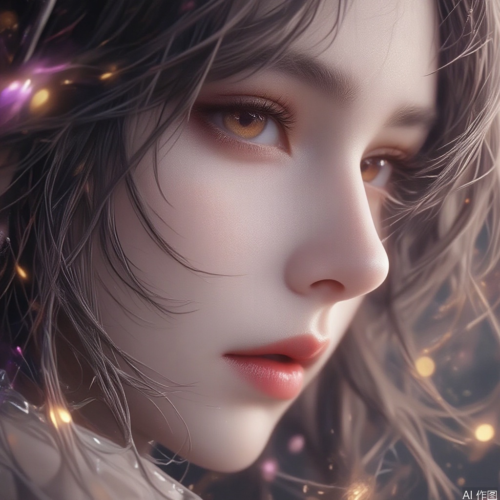 女孩,动漫角色的动画图像,长白发和蓝色的眼睛。角色穿着一件白色长袍,脖子上有一条黑色的领带。背景是浅灰色,上面有白点。
