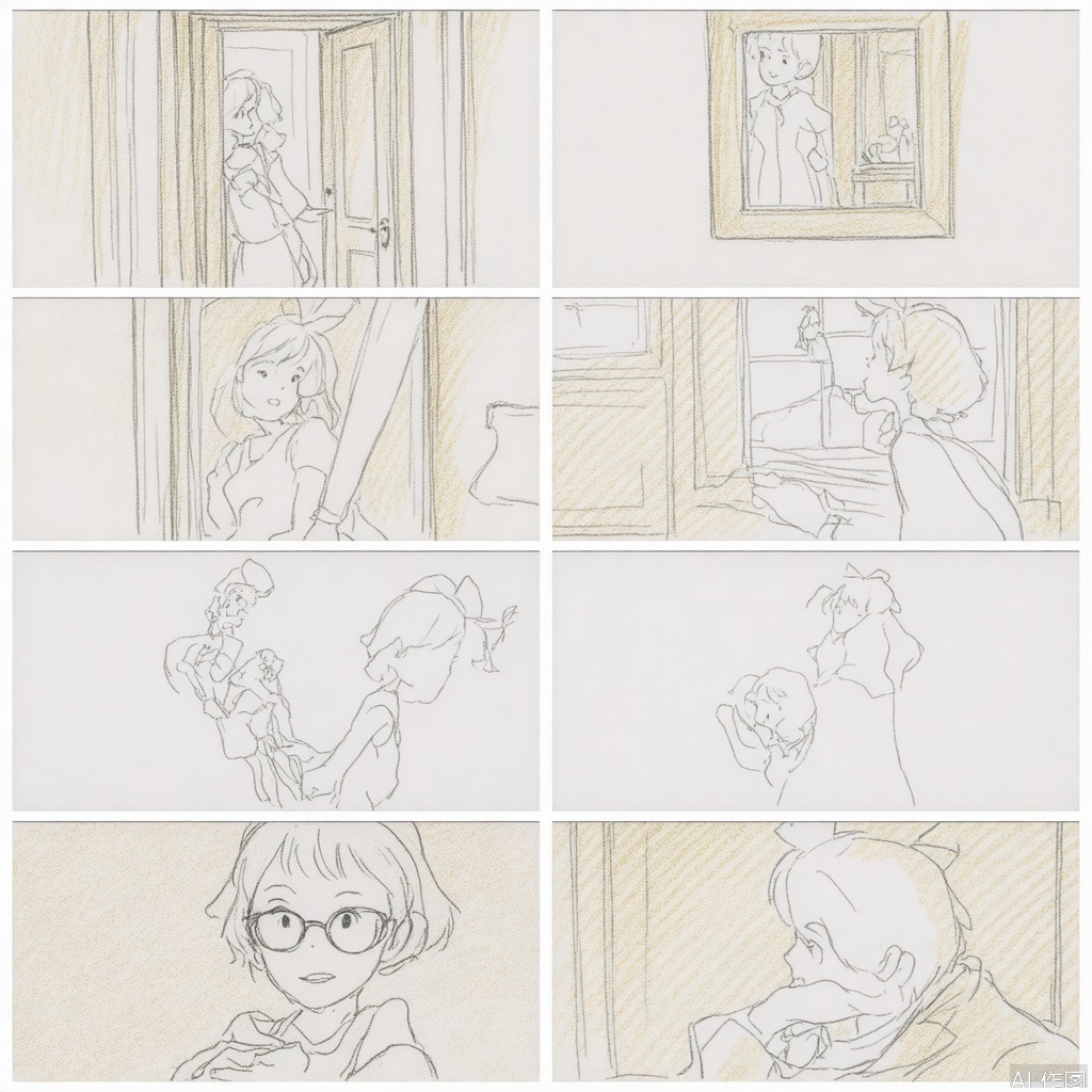 Scene 1: Dark Room
In a dimly lit room, a black-haired girl, DOROTHY, sits before a mirror. Her hair is in a thick braid, and she wears large black glasses. She asks the mirror who the most beautiful person is.
Scene 2: Mirror’s Reflection
The mirror shows DOROTHY’s face, partially hidden by long black bangs and glasses. Her lips are red and full, suggesting beauty beneath the gloom.
Scene 3: Revelation
DOROTHY smiles and says, “It’s me, Dorothy.” Suddenly, the door opens, flooding the room with sunlight.
Scene 4: Sister’s Entrance
ALICE, a blonde beauty, enters, brightness contrasting with the room’s darkness. She opens the curtains, dispelling the shadows.
Scene 5: Conflict
DOROTHY, now fully visible with pale skin, shields her eyes and accuses ALICE of stealing her inheritance. ALICE rolls her eyes.
Scene 6: Reality Check
ALICE interrupts DOROTHY’s dramatics, revealing their father is a poor wizard. She offers DOROTHY an envelope of allowance from their mother.
Scene 7: Acceptance
DOROTHY, despite her earlier rant, quickly accepts the money, revealing her true priorities. ALICE shakes her head, exasperated.