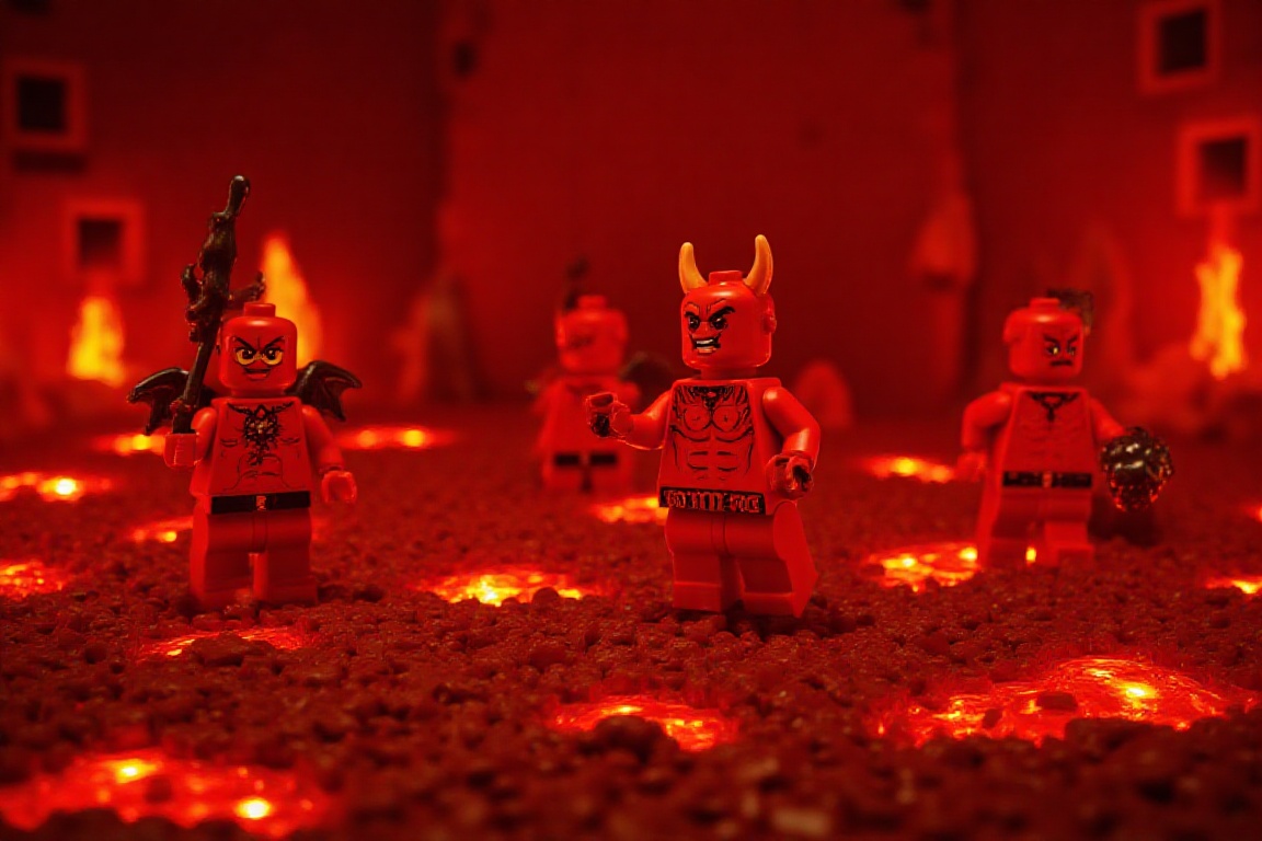 the hell made of LEGO bricks,  lava,  flames on Tensor.Art